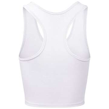 HATOPANTS Sleeveless Racerback Crop Camisole Tank Tops Cotton Basic Shirts White M