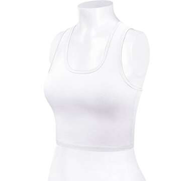 HATOPANTS Sleeveless Racerback Crop Camisole Tank Tops Cotton Basic Shirts White M