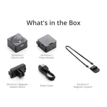 DJI Action 2 Power Combo (32GB) WITHOUT Magnetic Protective Case, Action Camera with Extended Battery Module, 155° FOV, Magnetic Attachments, Stabilization Technology, Waterproof Camera Ideal