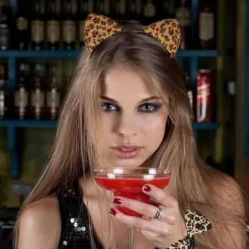 NESTRE Cheetah Ears Headband & Face Stickers Leopard Cat Ears Headpiece Leopard Print Accessories for Adult Halloween Party Cosplay Women Costume