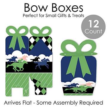 Big Dot of Happiness Kentucky Horse Derby - Square Favor Gift Boxes - Horse Race Party Bow Boxes - Set of 12