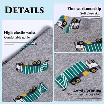 Finihen Boys Boxer Briefs Toddler Soft Shark Dinosaur Underwear Children Baby Truck Undies Size 4T Multicoloured