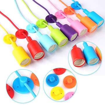 MICHALLA 8 Lights Spider Lamps E26 Edison Bulb Style, DIY Pendant Light Fixtures, Children's Fun Colorful Chandelier, Simple Ceiling Pendant Lights for Girls Boys Room, Playroom, Study