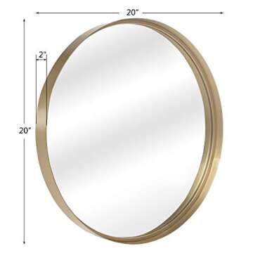 VINGLI 20" Gold Framed Mirror, Mid Century Modern Mirror Round Gold Trimmed Mirror Small Circle Mirrors For Nursery,Decorative Gold Circular Mirrors for Wall Decor,Small Metal Framed Mirror for Vanity