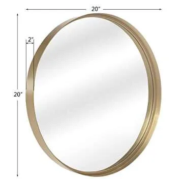 VINGLI 20" Gold Framed Mirror, Mid Century Modern Mirror Round Gold Trimmed Mirror Small Circle Mirrors For Nursery,Decorative Gold Circular Mirrors for Wall Decor,Small Metal Framed Mirror for Vanity