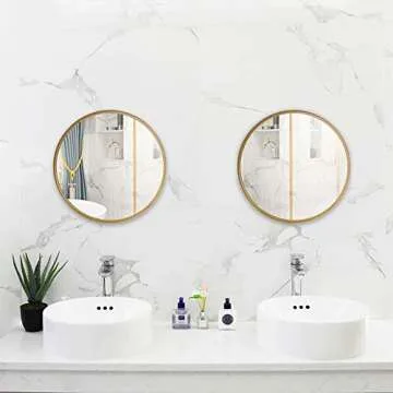 VINGLI 20" Gold Framed Mirror, Mid Century Modern Mirror Round Gold Trimmed Mirror Small Circle Mirrors For Nursery,Decorative Gold Circular Mirrors for Wall Decor,Small Metal Framed Mirror for Vanity