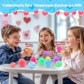 AMENON 28 Pack Butter Slime Kit Valentine Gifts for Kids with 28 Cards Putty Colorful Stress Relief Toy Valentines Toy for Kids Classroom Exchange Gifts School Games Prizes Party Favor Boys Girls