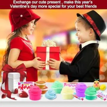 AMENON 28 Pack Butter Slime Kit Valentine Gifts for Kids with 28 Cards Putty Colorful Stress Relief Toy Valentines Toy for Kids Classroom Exchange Gifts School Games Prizes Party Favor Boys Girls