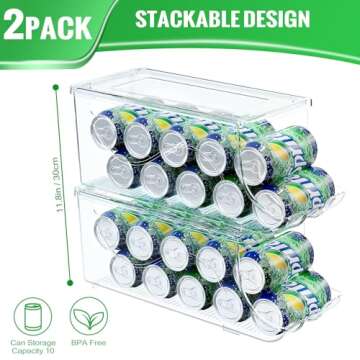 SCAVATA Soda Can Organizer for Refrigerator, Stackable Canned Food Pop Cans Container Can Holder Dis...
