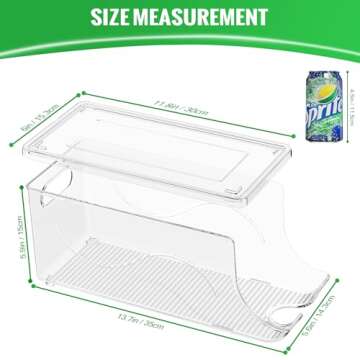 SCAVATA Soda Can Organizer for Refrigerator, Stackable Canned Food Pop Cans Container Can Holder Dispenser with Lid for Fridge Pantry Rack Freezer, Clear Plastic Storage Bins (Hold 20 Cans)