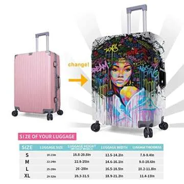 NELife Travel Suitcase Protector African American Girl Elastic Protective Washable Luggage Cover with Concealed Zipper Suitable for 18-32 Inch-XL(A little large)