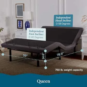 LUCID L300 Adjustable Bed Frame with Wireless Remote and USB