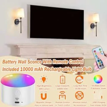 Convenient Battery Operated Wall Sconce Set with Remote
