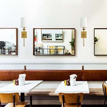 TERLEENART Hardwired Fabric Wall Sconces Set of 2, Mid Century Candlestick Style Wall Light Fixtures with Pure White Cylindrical Shade and Antique Brass Long Slim Stem,for Bathroom Bedroom Living Room