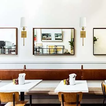 TERLEENART Hardwired Fabric Wall Sconces Set of 2, Mid Century Candlestick Style Wall Light Fixtures with Pure White Cylindrical Shade and Antique Brass Long Slim Stem,for Bathroom Bedroom Living Room