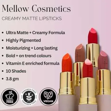 Mellow Cosmetics Creamy Matte Lipstick in Vibrant Shades