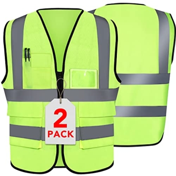 XPCARE 2-Pack Reflective Safety Vest for High Visibility - Neon Green