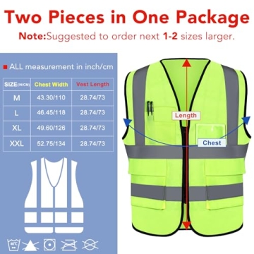 Reflective Safety Vest 2-Pack for High Visibility
