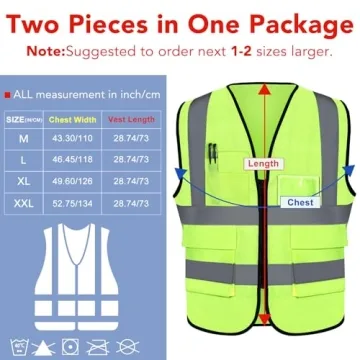 Reflective Safety Vest 2-Pack for High Visibility