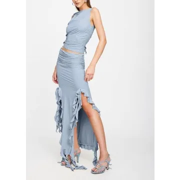 Trendy NUFIWI Y2K Ruffles Two Piece Skirts Sets
