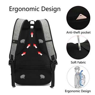 Backpack for College Girls,School Bookbag for Teenager,Backpack for School,High Middle School Laptop Daypack Women and Men,15.6 inch Compouter Backpack with USB port for Work Travel Business (Gray)