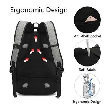 Backpack for College Girls,School Bookbag for Teenager,Backpack for School,High Middle School Laptop Daypack Women and Men,15.6 inch Compouter Backpack with USB port for Work Travel Business (Gray)