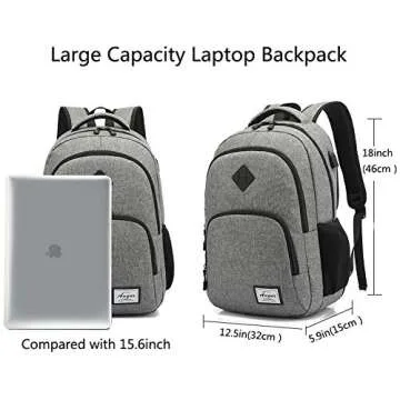 Backpack for College Girls,School Bookbag for Teenager,Backpack for School,High Middle School Laptop Daypack Women and Men,15.6 inch Compouter Backpack with USB port for Work Travel Business (Gray)
