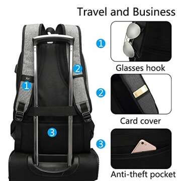 Backpack for College Girls,School Bookbag for Teenager,Backpack for School,High Middle School Laptop Daypack Women and Men,15.6 inch Compouter Backpack with USB port for Work Travel Business (Gray)