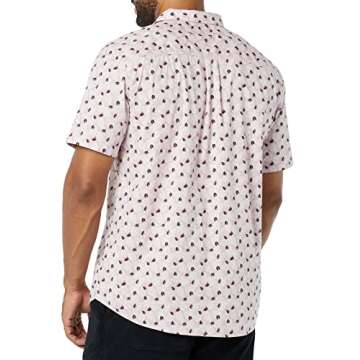 Amazon Essentials Men's Slim-Fit Short-Sleeve Button-Down Vacation Shirt, Lavender Palm Leaf Print, ...