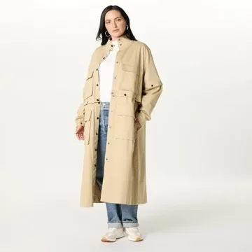 The Drop Women’s Convertible Utility Coat by @takkunda – Style Meets Versatility in Travertine