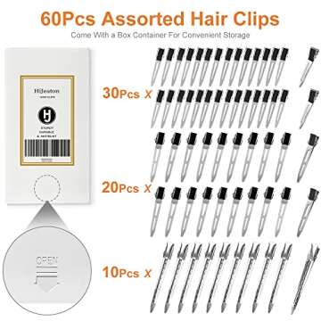 HiJeaton 60Pcs Metal Duck Billed Hair Clips for Women Styling Sectioning, Silver Hair Pins for Long Hair, Alligator Curl Loc Clips for Thick Hair Roller, Salon, Bows DIY