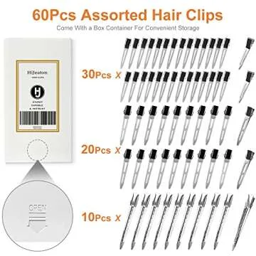 HiJeaton 60Pcs Metal Duck Billed Hair Clips for Styling