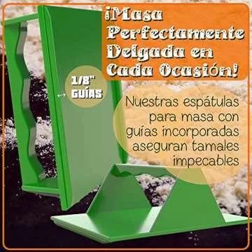 Tamale Masa Spreader Tool (2 Pack, Green) Masa Spreader for Tamales, Espátula Para Hacer Tamales, Maker for Wrappers & Corn Husks, Extendedor de Masa Para Tamales, Tamale Spatula with Precision Guides
