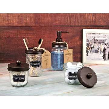 Amolliar Mason Jar Liquid Soap Dispensers, Rustproof Stainless Steel Mason Jar Lid Pump, Refill Hand Soap, Lotions, Dish Soap, Liquid Soap, Bath Soap, Farmhouse Decor for Bathroom, Kitchen 2PC(Bronze)