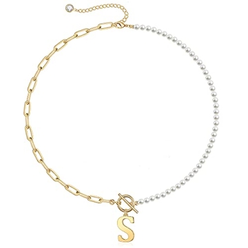 Elegant 14K Gold Plated Pearl Initial Necklace - Hypoallergenic & Personalized