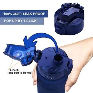 ZORRI Sports Water Bottle - Leak Proof & BPA Free