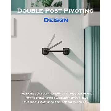 WZRUA Matte Black Toilet Paper Holder Bathroom Double Post Pivoting Tissue Roll Holder Stainless Ste...