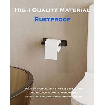 WZRUA Matte Black Toilet Paper Holder Bathroom Double Post Pivoting Tissue Roll Holder Stainless Steel and Zinc Alloy Wall Mount