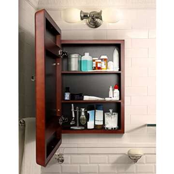 Farmhouse Wood Frame Bathroom Medicine Cabinet with Mirror, 24''x16'' - Vanity Mirror for Recess or ...
