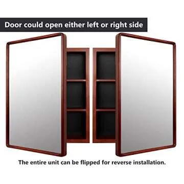 Farmhouse Wood Frame Bathroom Medicine Cabinet with Mirror, 24''x16'' - Vanity Mirror for Recess or Surface Mounted Installation (Brown)