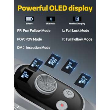 Professional Gimbal Stabilizer for Smartphone w/Wireless Charging OLED Display LED Light Focus Wheel...