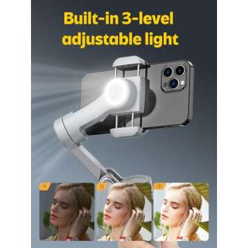 Professional Gimbal Stabilizer for Smartphone w/Wireless Charging OLED Display LED Light Focus Wheel, 3-Axis Phone Gimbal Stabilizer for iPhone 15 14 13 12 Pro/Max/Xs Galaxy S23-AOCHUAN Smart X Pro