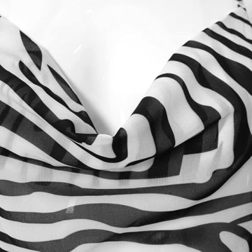 XPONNI Y2k Backless Satin Tie Dye Maxi Dress Zebra-Stripe