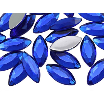 Allstarco 20x9mm Sapphire A09 Navette Flat Back Acrylic Rhinestones Marquise Gems for Crafts Horse E...
