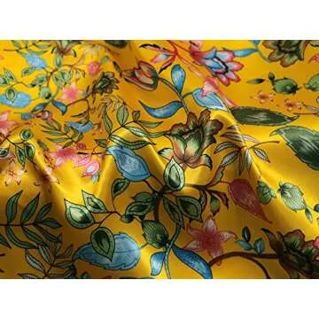 Vintage Satin Fabric Silky Charmeuse Material for Scarf Gown Lining Fabric Sewing Material (Yellow)