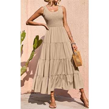 PRETTYGARDEN Tiered Maxi Dress for Women Sleeveless Summer 2025