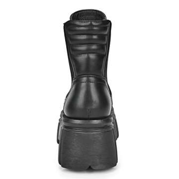 READYSALTED Women's Black Large Cleat Extra Platform Chunky Sole Ankle High Pull On Chelsea Fashion Boots (LILU30-BK,US7)