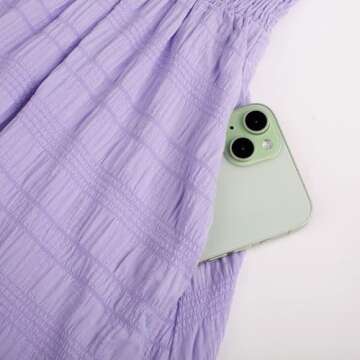 Tiered Dress Women Short Sleeve High Waist Ruffle A Line Babydall Dress Summer Sun Beach Dresses 2025 Summer Clothes Purple L