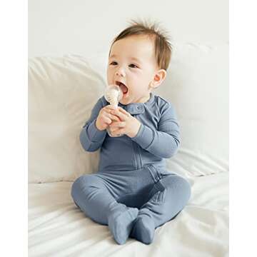 VAENAIT BABY Toddler Boys Girls Solid Footie Pajama Cozy Modal Powderblue 24M