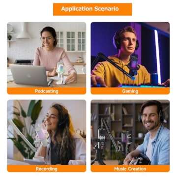 COMICA USB Microphone for Computer and Smartphone,RGB Cardioid Condenser Gaming Mic for Podcasting,Streaming,Recording,with Desktop Stand-Black (EJoy Uni D)